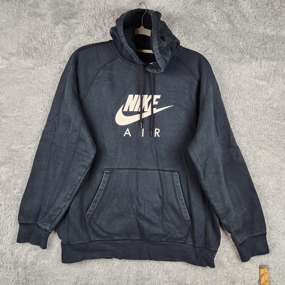 Nike Air Hoodie Mens Large Black Pullover Fleece Logo Sweatshirt 916627-010 Knit